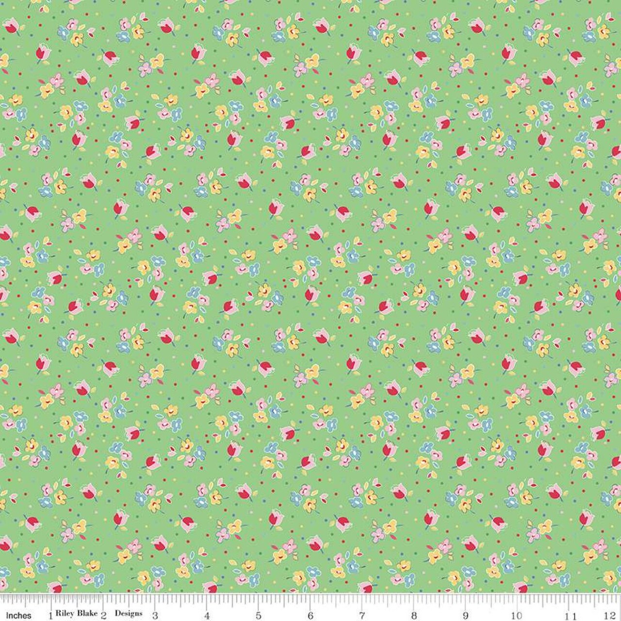 Fabric Riley Blake Green Calico Sweet Rose Simple Pleasures by the Quarter Yard C16653-GREEN